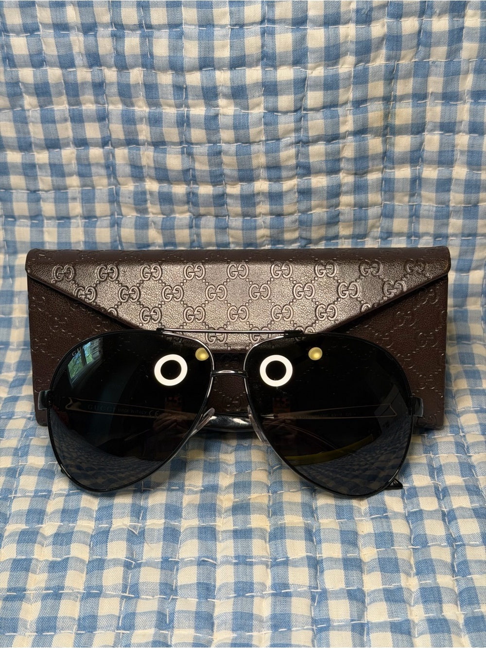 Gucci GG 1951/S Black Aviator Sunglasses with Web Stripe Temples